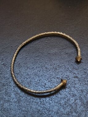 Handcrafted Bronze/Brass Cuff Bracelet Textured Penannular Design Vintage Rustic